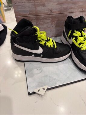 Nike Black Sneakers with Neon Yellow Laces